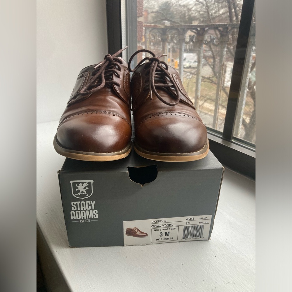 Stacy Adams Boys Cognac Leather Oxfords